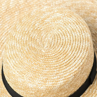 Chapeau de Paille Femme Beige – Grand Bord Ruban Noir