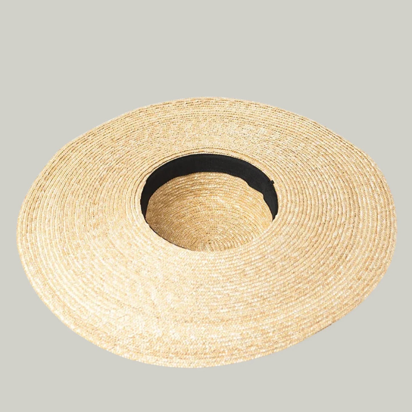 Chapeau de Paille Femme Beige – Grand Bord Ruban Noir