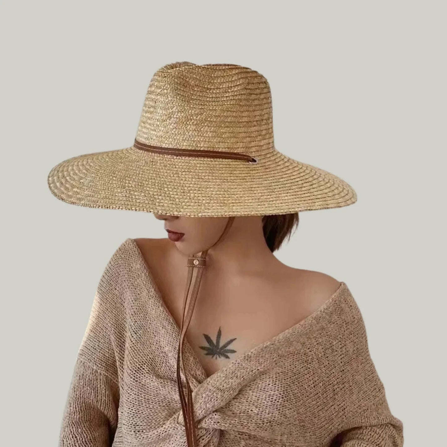 Chapeau de Paille Femme Beige – Style Provençal Grand Bord