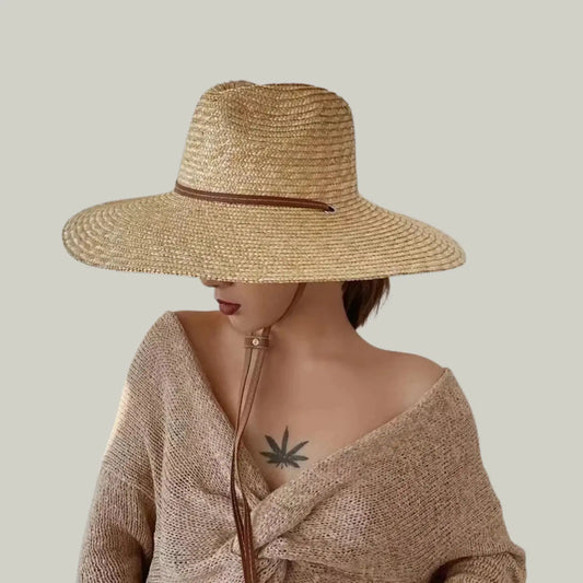 Chapeau de Paille Femme Beige – Style Provençal Grand Bord Maison Shelby