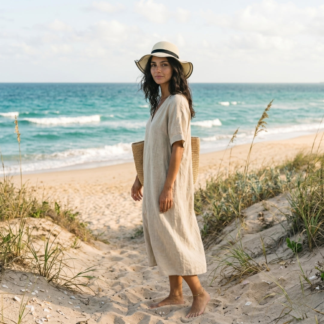 Chapeau de Paille Femme Blanc – Nœud Noir Élégant