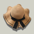 Chapeau de Paille Femme Camel–Nœud Noir Élégant